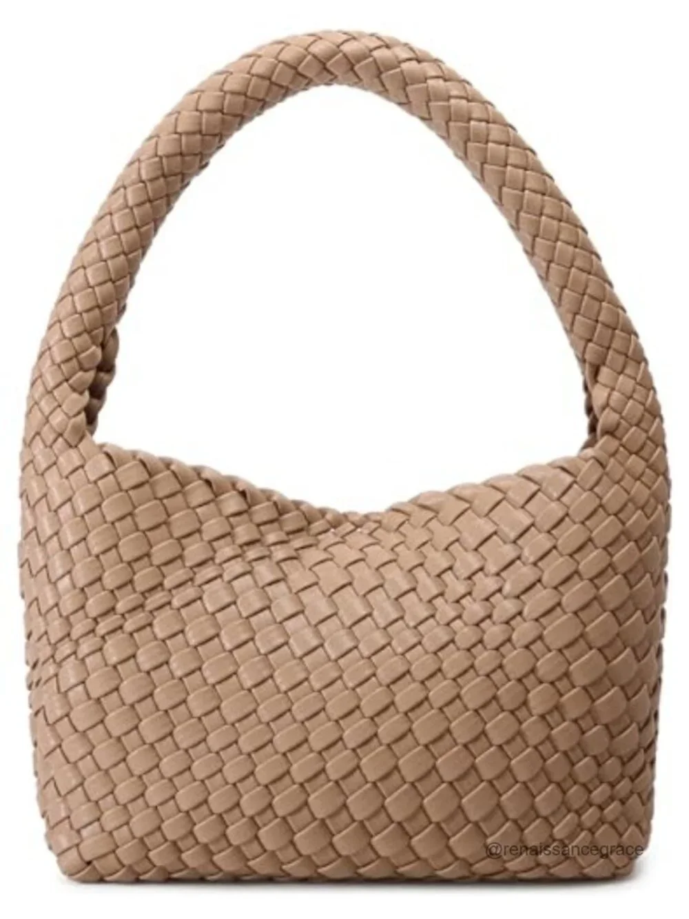 Woven Vegan Leather Mini Hobo Shoulder Bag Tote for Women Travel Beach